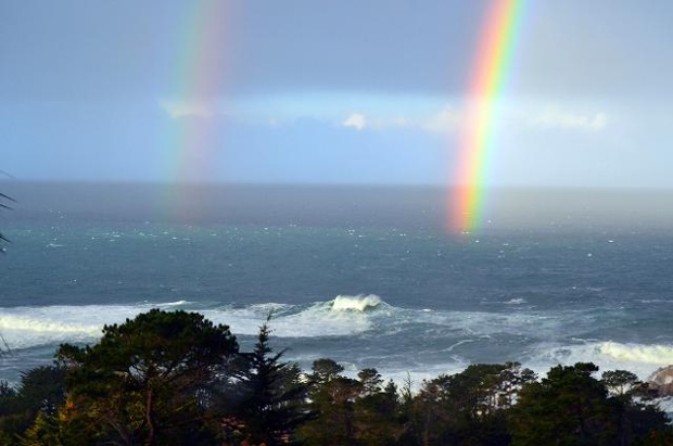 Double rainbow over Monterey Bay