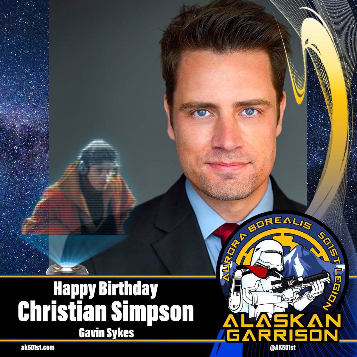 The Alaskan Garrison would like to wish Christian Simpson a very happy birthday! #ChristianSimpson #StarWars #Birthday