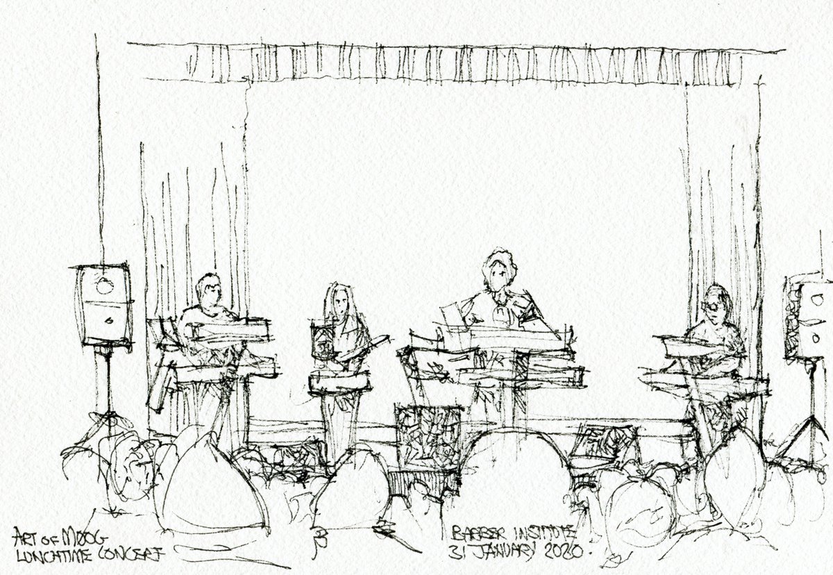 DelSale's tweet photo. Sketching Art of Moog at the Barber Institute for a lunchtime concert. 

No watercolour as it tends to be frowned upon in galleries. https://t.co/BuN8qPq7JM