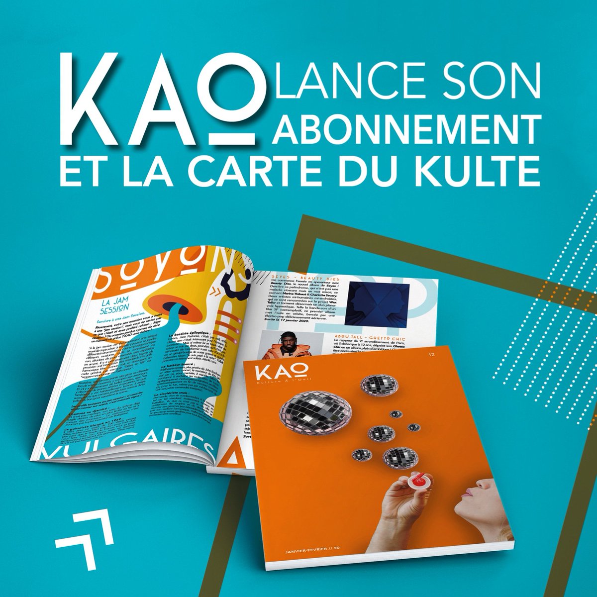 KA0mag's tweet photo. ⚡ KAO 2.0 ⚡
Nous sommes très heureux de vous annoncer le lancement de l'abonnement au magazine et... la Karte du Kulte ! Une karte culturelle pensée pour tous les assoiffés de Culture 🔥
⏳ On vous dit à très vite sur KissKissBankBank pour le lancement du projet !
#kao #kaomag https://t.co/y331kmkMsW