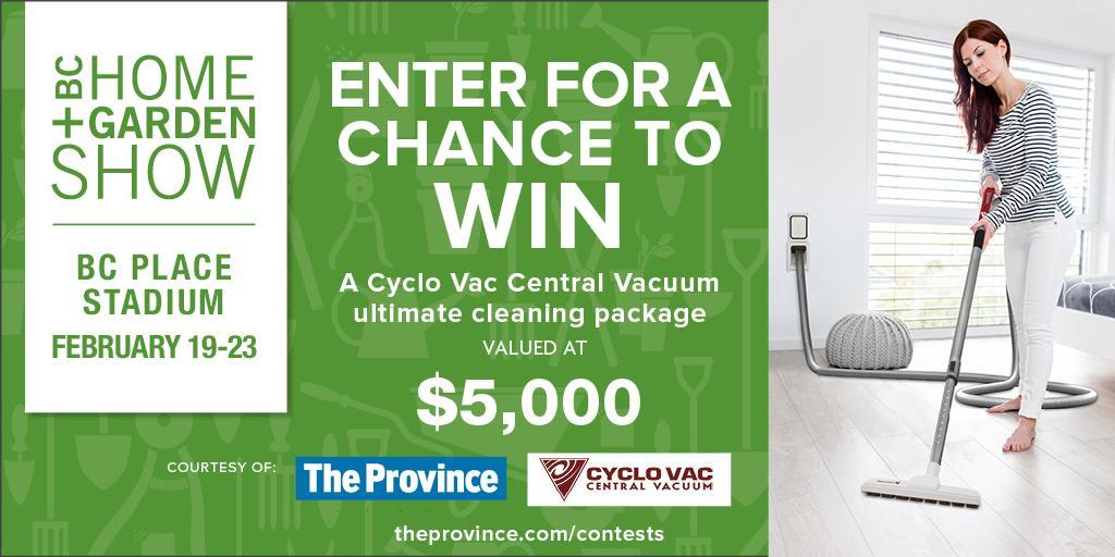 theprovince's tweet photo. *New Contest Alert* Just in time for Spring Cleaning! Enter for your chance to WIN a Cyclo Vac Central Vacuum. Prize valued at $5000. For contest details and to enter: https://t.co/RibGetNFDg
#contest #spring #bchome+garden #vacuum #cyclovac https://t.co/IsfC62Ws3d