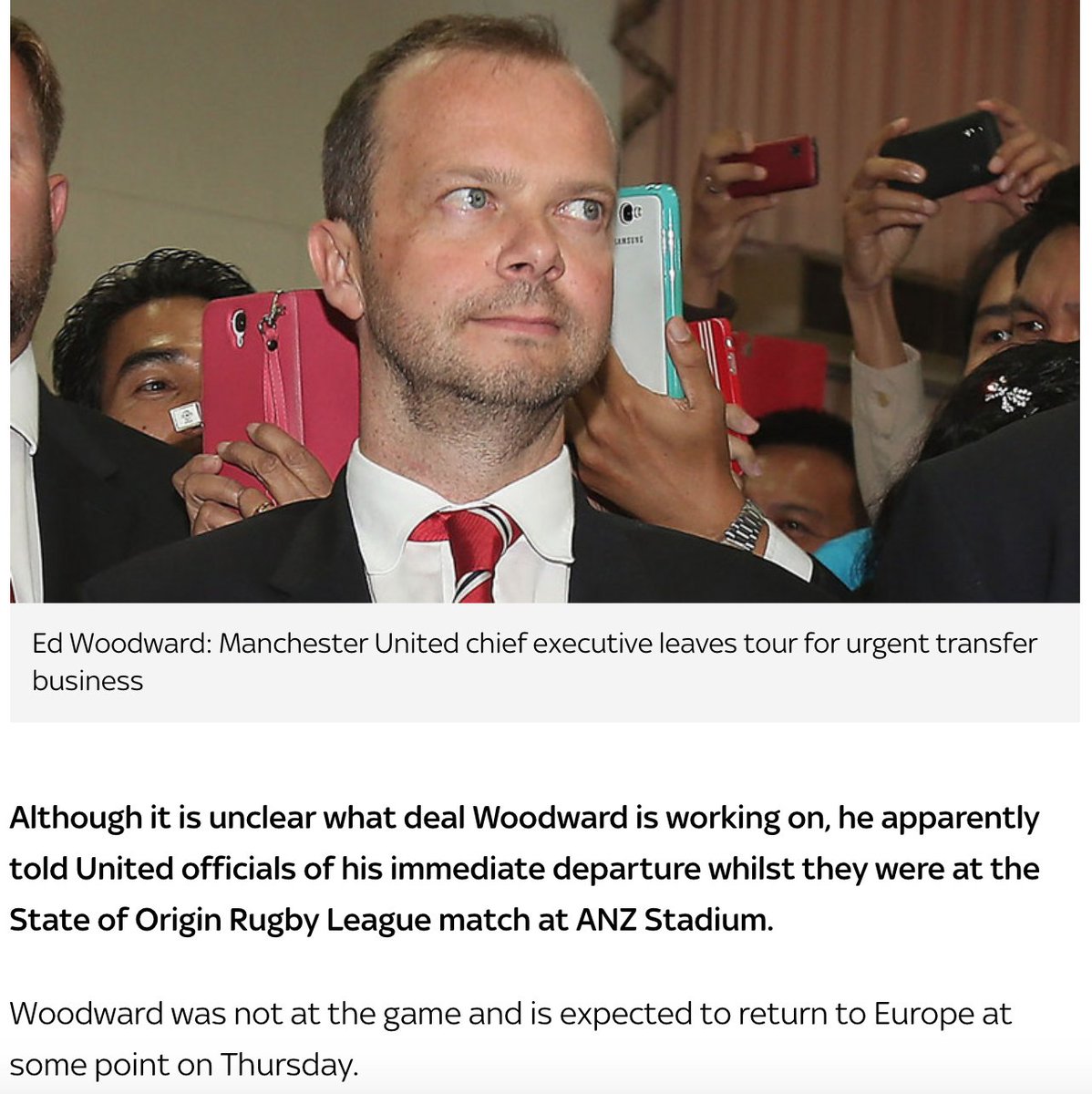 With a couple weeks of the transfer window remaining, Woodward left United's pre-season tour to attend to "urgent transfer business". We needn't have got our hopes up.