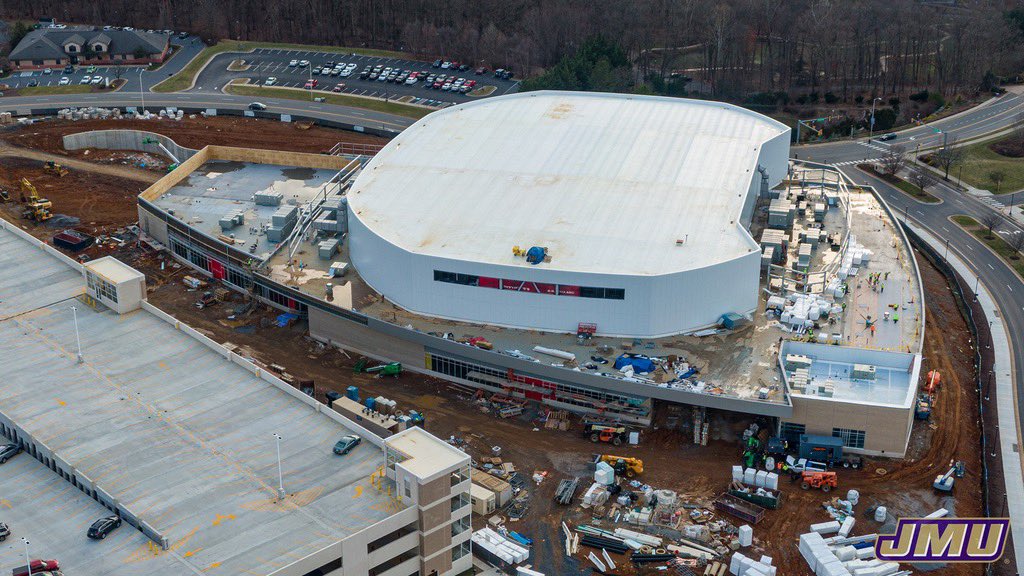 JMUSports's tweet photo. Counting down the days until the @Atlantic_Union Bank Center opens!

Check out the progress on the new home of @JMUMBasketball &amp; @JMUWBasketball! 👀⬇️

#GoDukes https://t.co/g1kwXEZ79Q