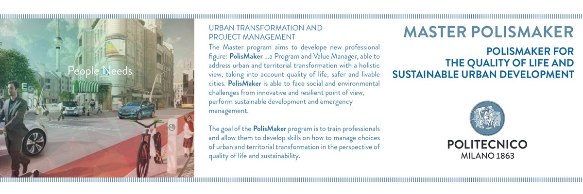 PolisMaking's tweet photo. #UrbanTransformation and #Sustainable #SmartCities in Master #PolisMaker #Polimi #education
#ImproveyourSkills #BuiltEnvironment #EconomicsandStrategy #Law #HumanSciences #ArtandDesign #Communication
➡ https://t.co/gmt4JLTh9u
#Lastcall #Scholarship #OAS #Sustainability https://t.co/kFkwJMQ07X