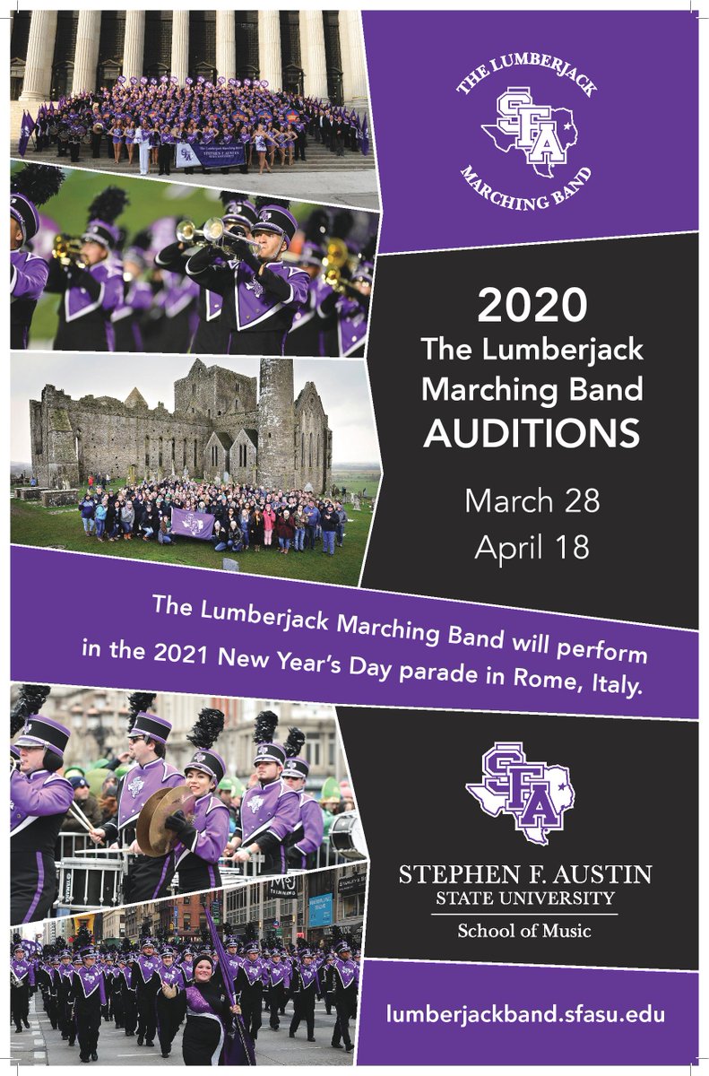LMB_SFA's tweet photo. Happy Friday! 
If you plan on becoming a member of the best band in the Southland Conference, don't forget to sign up for an audition time!! We can't wait to meet the future of the LMB!
https://t.co/KJR9bKUHGw https://t.co/k1NQqzNsjx