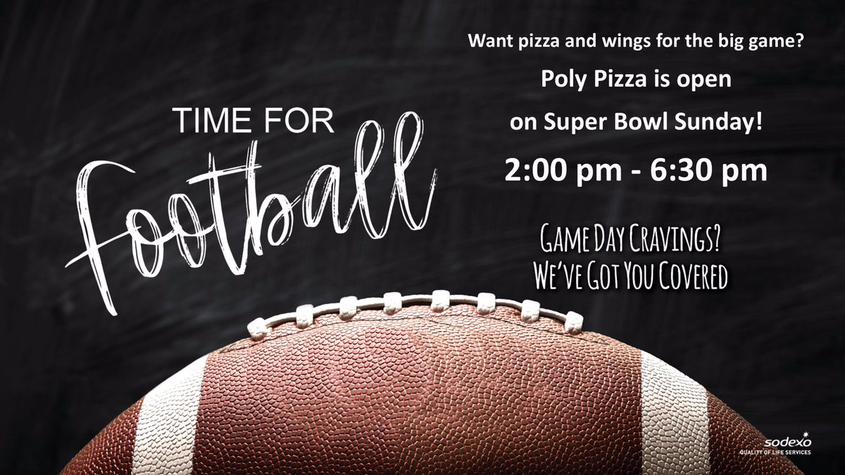 Only a few more days! Poly Pizza will be open during Super Bowl Sunday! You can also place an order in advance by contacting our team at 315-792-7163. #polydining #sunypoly