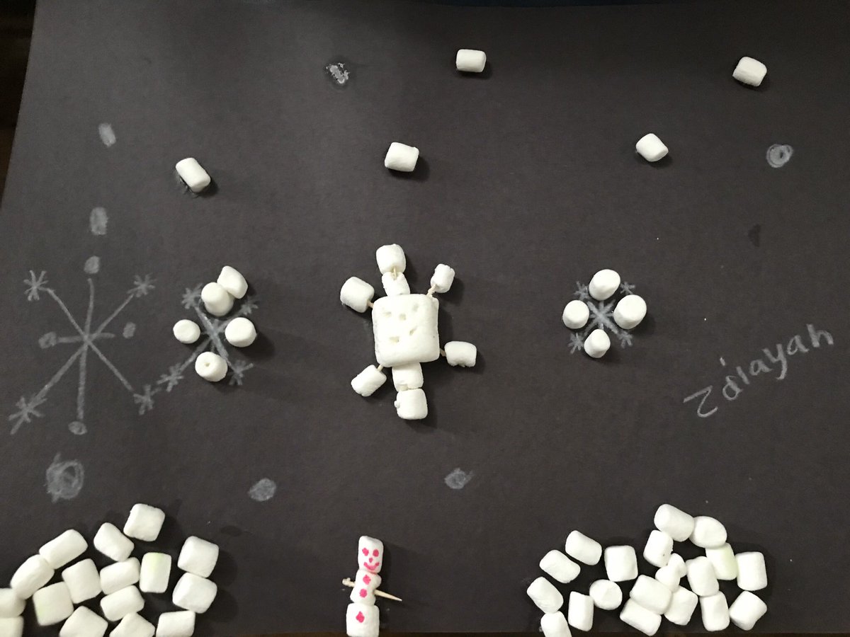 Mrs_Williams8's tweet photo. Snowflake Bentley inspired STEM: create symmetrical snowflakes out of marshmallows and toothpicks! #mindfulmorning #math #art #reading @Hamiltonscsd https://t.co/lF8CzMCSYU