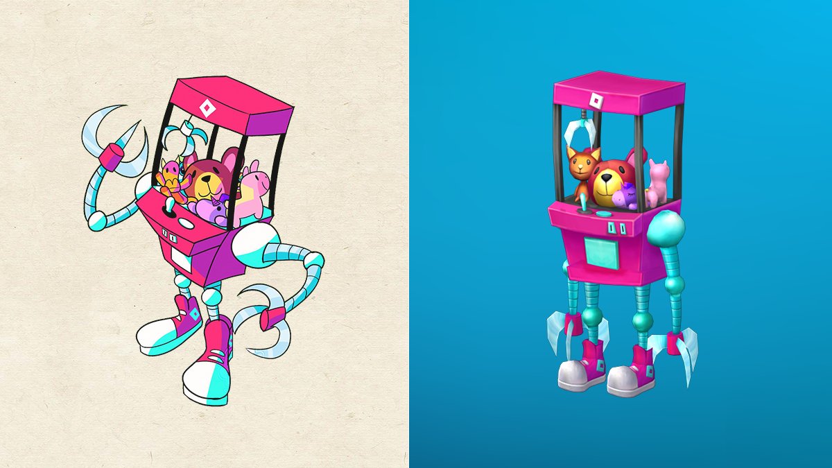 Roblox's tweet image. 🧸 Why spend all your quarters on a claw machine when you can be one? 
Grab hold of one of 2019’s #RobloxRthroContest winners, @yoitszeph’s Clawed Companion! roblox.com/bundles/593/Cl…