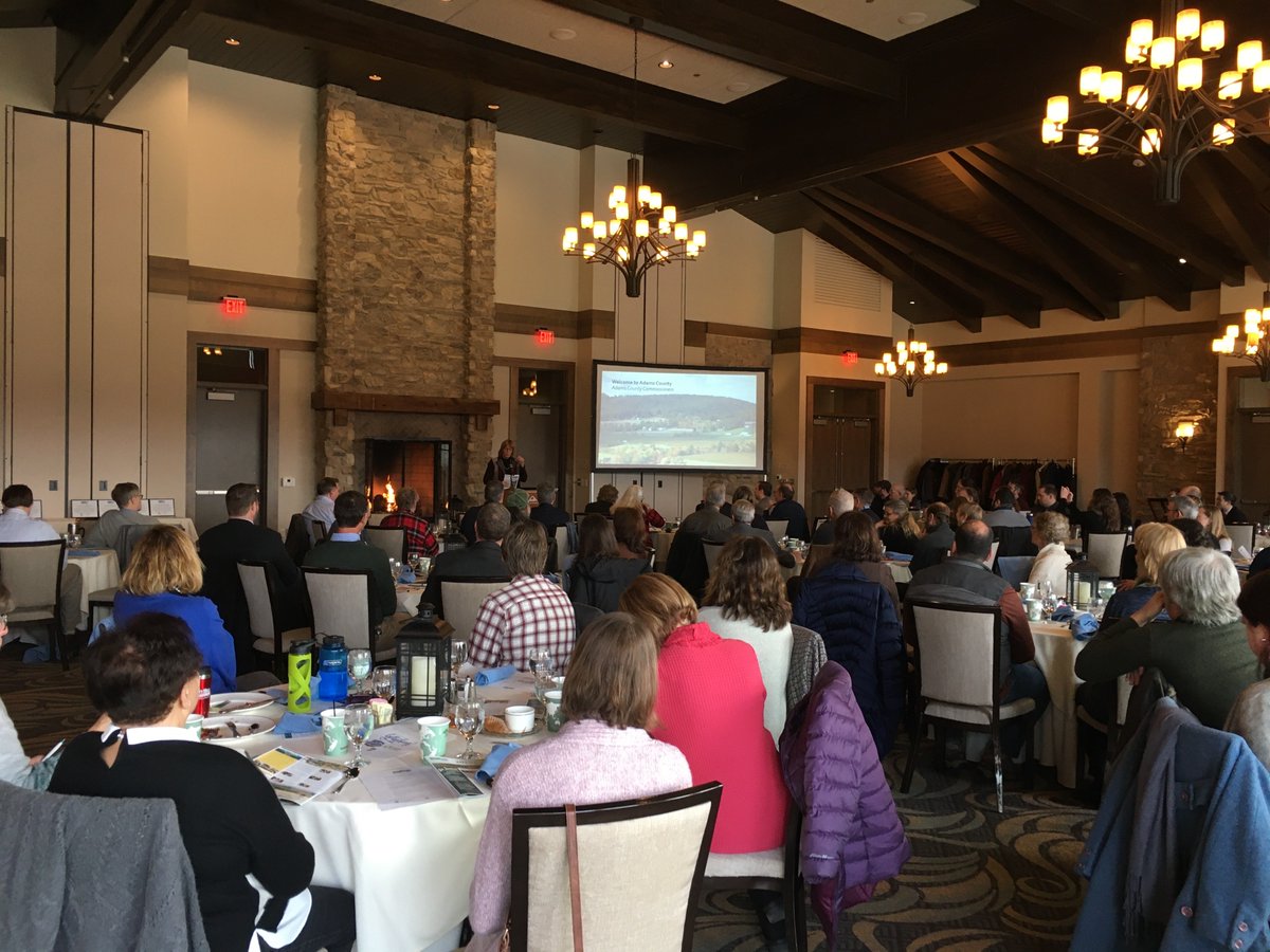 DCNR Secretary Cindy Adams Dunn speaks to large crowd in conference room at the South Mountain Partnership meeting.