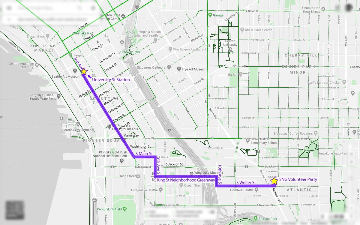 Map of bike train route to party