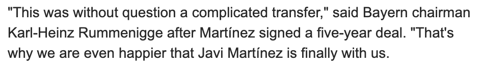 Those same “imposters” were actually three Spanish lawyers, Rodrigo García Lucas, Alvaro Reig Gurrea and Guillermo Gutiérrez, who oversaw Bayern's successful move for Javi Martínez. That deal was completed by paying Bilbao the buyout clause and had taken a month to organise.