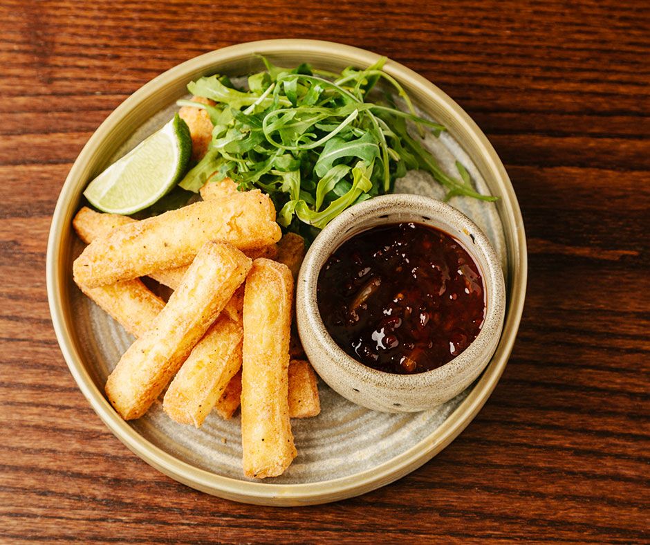 Our Small Plates #tapas style menu is served all day every day and features plates like our Halloumi Fries, coated in crispy breadcrumbs and served with a chilli and lime jam and side of rocket 🌶️ 🍈 😋