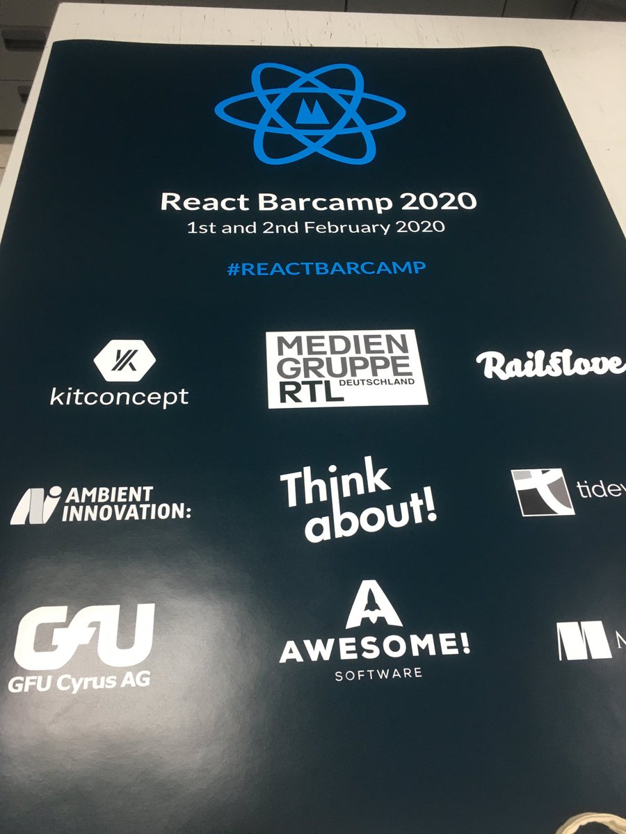 kitconcept_gmbh's tweet image. The posters for the #ReactBarcamp tomorrow are ready. #reactjs #javascript #opensource #community #Cologne react-barcamp.de