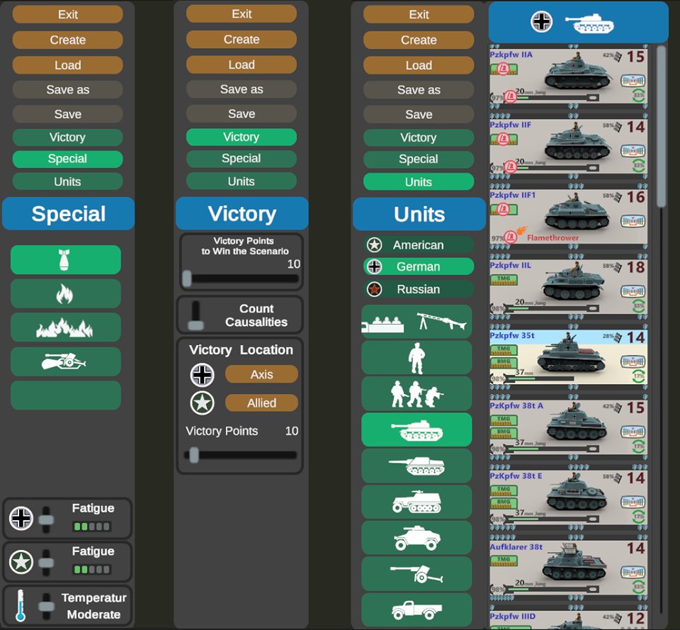 hexdraw's tweet photo. the three Scenario Editor Modes #secondfrontgame
#makewargamesfun  #madewithunity #Lowpoly #PCGaming #indiegame #militarymodels  #MondayMotivation https://t.co/yd52PD1sAv