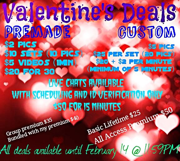 Running a sale on all my stuff for SnapChat until V Day! Don't miss out on these great deals!💜💜💜 https://t