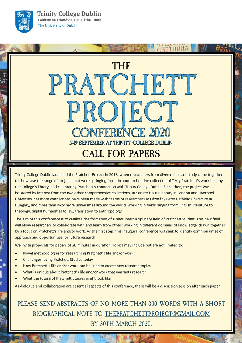 PratchettProj's tweet image. The Call for Papers for our up-coming Pratchett Project Conference has received over 8000 hits in two days! It's shaping up to be a very busy conference!:
facebook.com/PratchettProje…