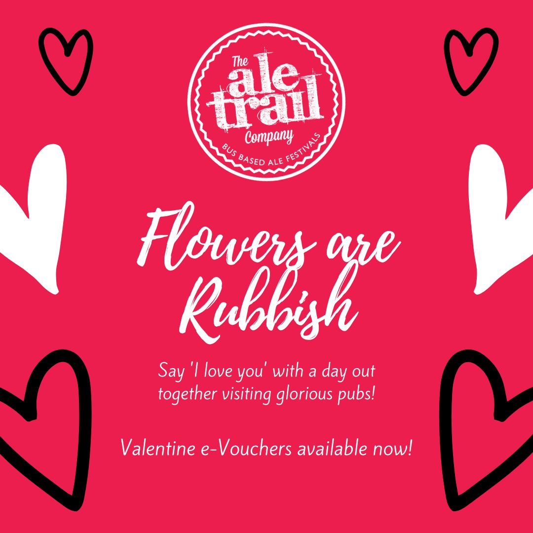 💕Only 2 weeks to go until Valentine's Day!💕 There's nothing more romantic than a day out travelling through the countryside visiting glorious pubs along the way! 

Our Valentine e-Vouchers are available now!
realaletrail.co.uk/product/gift-v…