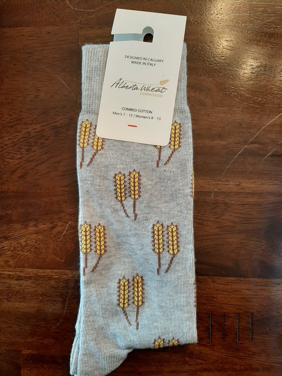 wheatiepete's tweet photo. Great week at #FarmTech2020 organized by @auntine66 full of networking and workshops but always nice to get back to my toast and coffee in the morning. Also a big shout out to @AlbertaWheat and @AlbertaBarley staff for making us look so good. #socks https://t.co/9AKwyAm8wk