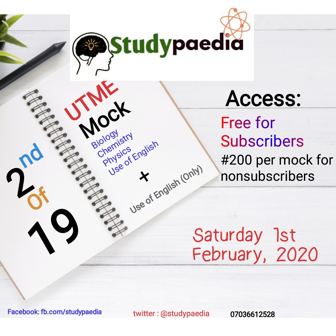 studypaedia's tweet photo. Saturdays are for mocks #utme #studypaedia #jamb #DeadlineDay #scholar #FridayThoughts #advert #pass https://t.co/gY8n7OgRYk
