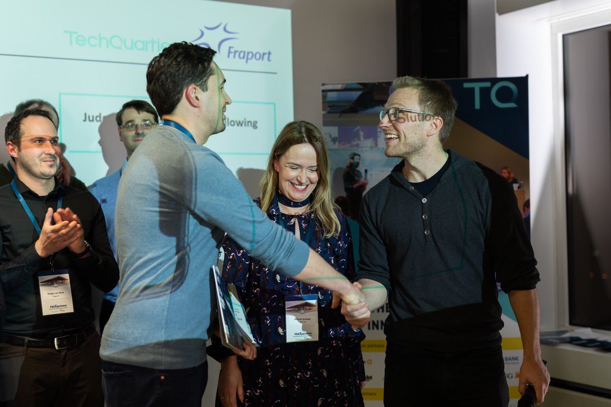 VictorMudretsov's tweet photo. Truly honoured to win the Best Presentation award at Fraxperience, the 3 day programme by @TechQuartier. Big thanks to the organisers, we enjoyed working on ideas to make @AirportFRA T3 the most advanced terminal in the world. Really looking forward to help make dream a reality! https://t.co/r2yClVkLVy