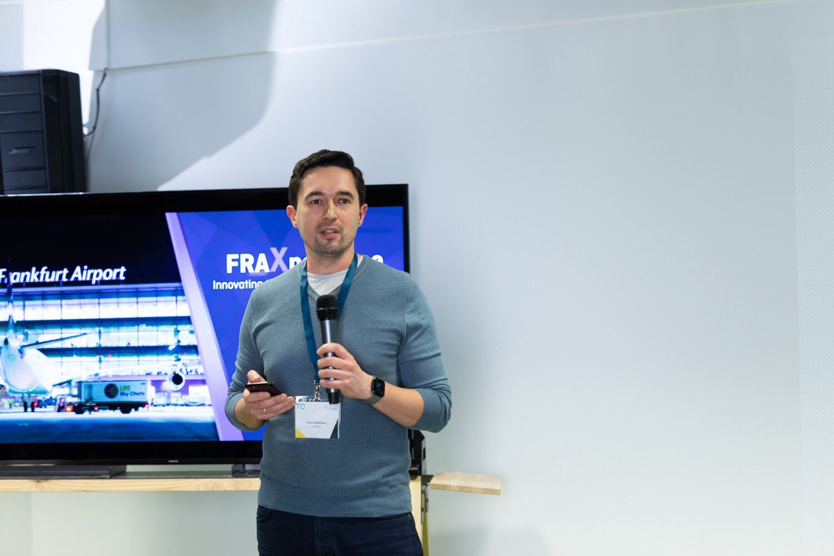 VictorMudretsov's tweet photo. Truly honoured to win the Best Presentation award at Fraxperience, the 3 day programme by @TechQuartier. Big thanks to the organisers, we enjoyed working on ideas to make @AirportFRA T3 the most advanced terminal in the world. Really looking forward to help make dream a reality! https://t.co/r2yClVkLVy