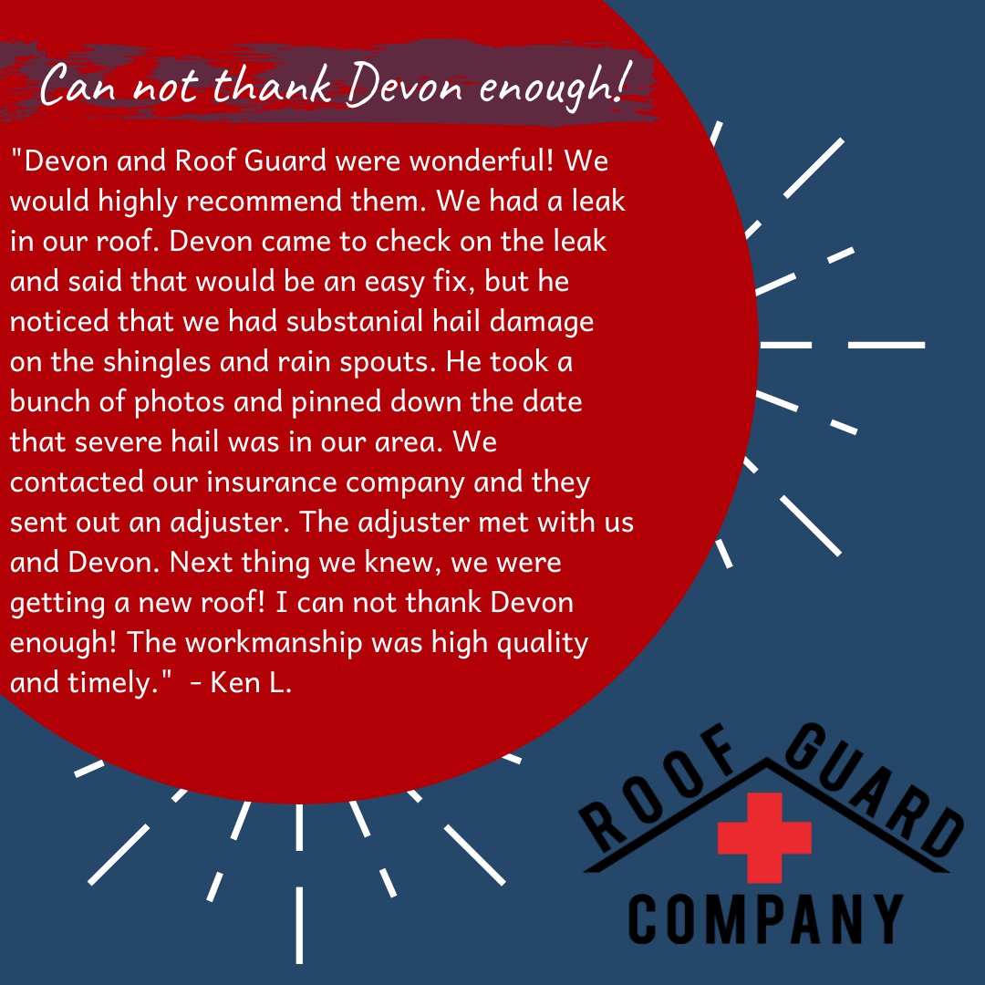Another satisfied Roof Guard customer!  Let one of our professionals inspect your roof for FREE!  They can see hail damage and other problem areas that you may not be aware of.  Call 866.857.7663. #satisfiedcustomer #haildamage #insuranceclaim