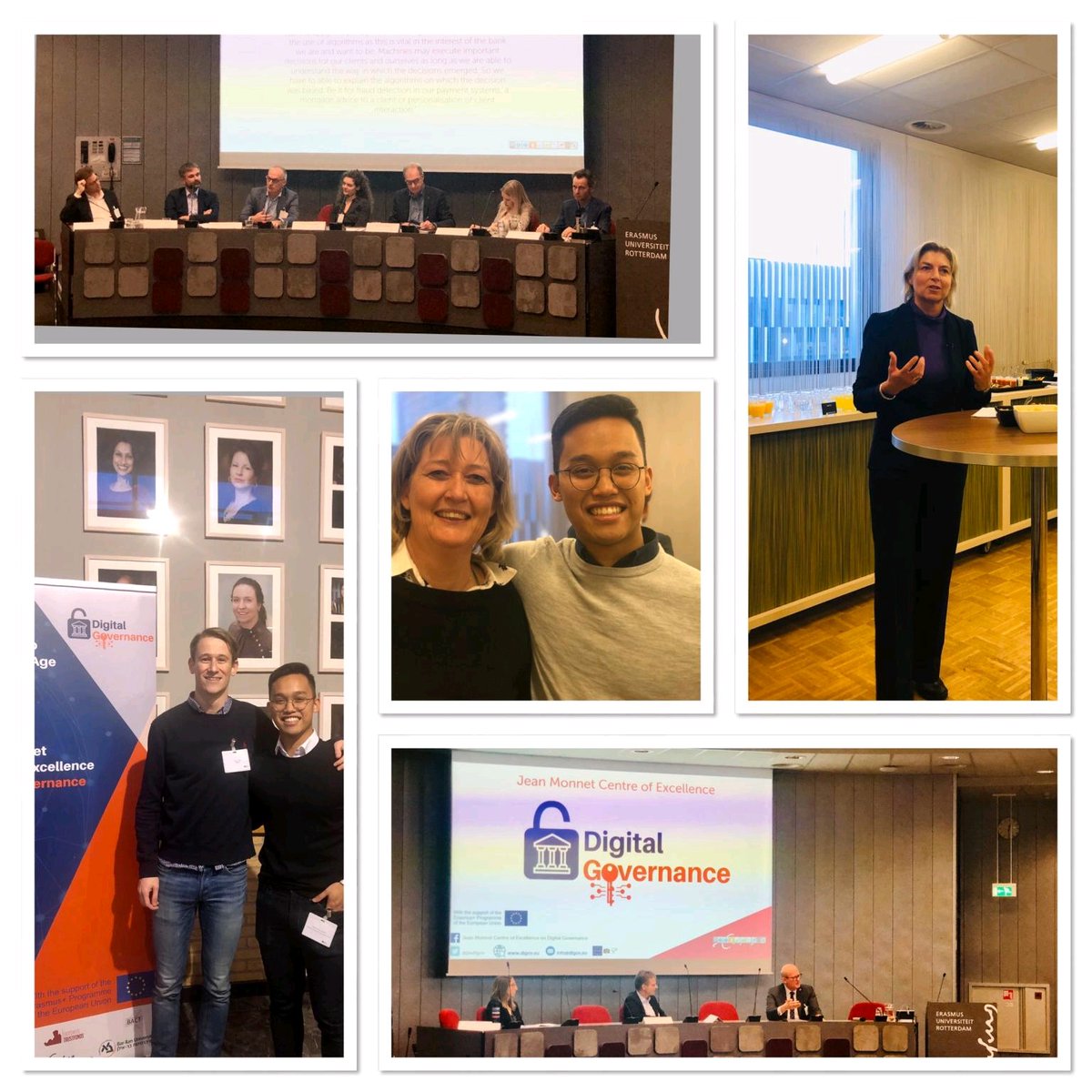 jmdigov's tweet photo. Thank you to all speakers, delegates, and organisers @erasmusuni who made our kick-off conference a success. Lots of thought provoking discussions on #digitalgovernance from #ArtificialIntelligence to #bigdata to #edemocracy #judicialtech and #competition. Stay tuned for more! https://t.co/2T2YyHxjzi