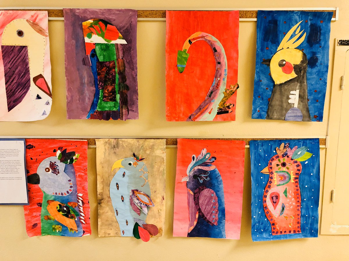 dnespolo's tweet photo. @stanselmcs our ‘Bird Collages’ are complete! Contemporary art inspired by Pete Cromer 🤩 🎨 👍🏻 https://t.co/TkOf4vM9n9