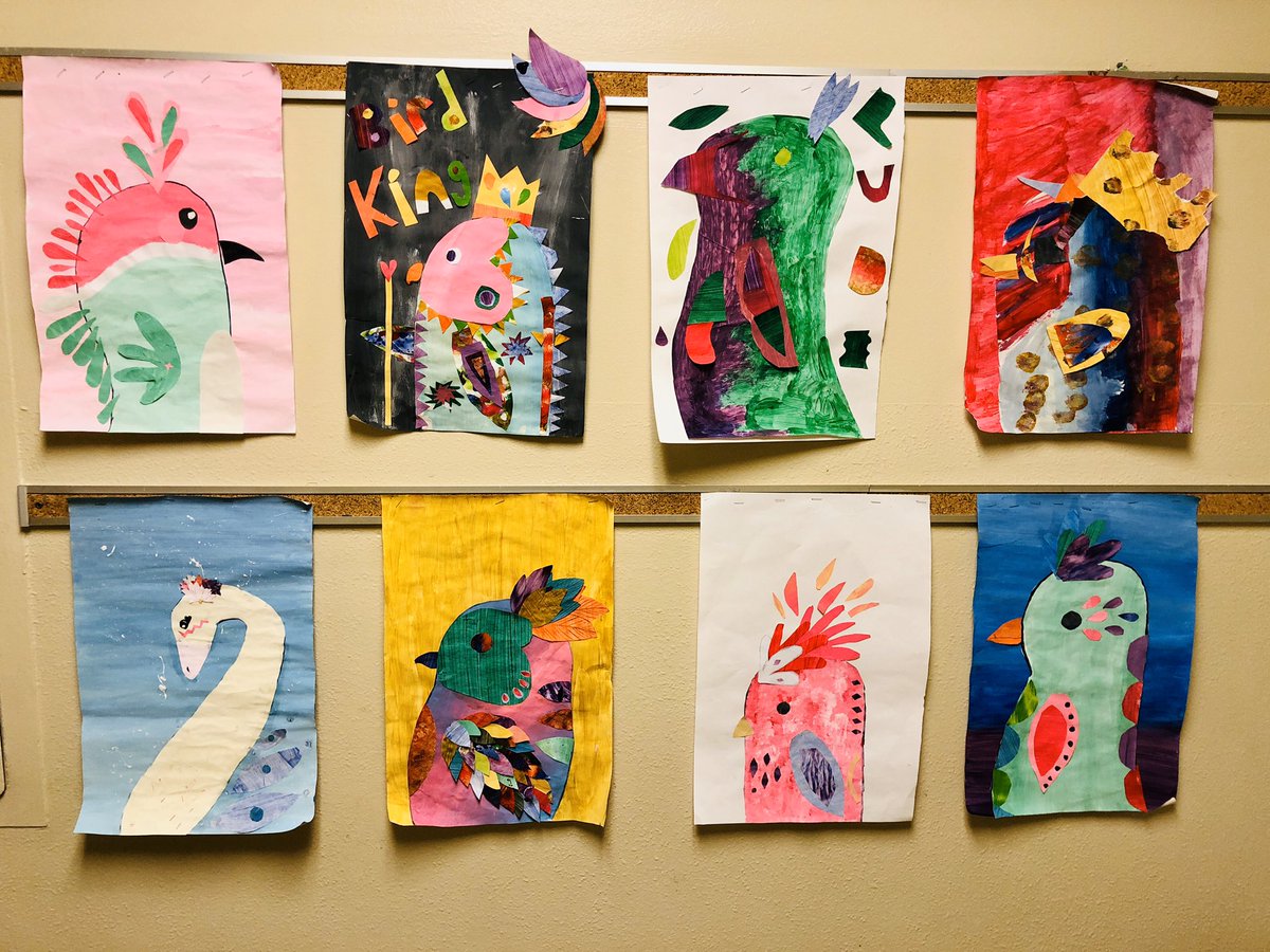 dnespolo's tweet photo. @stanselmcs our ‘Bird Collages’ are complete! Contemporary art inspired by Pete Cromer 🤩 🎨 👍🏻 https://t.co/TkOf4vM9n9