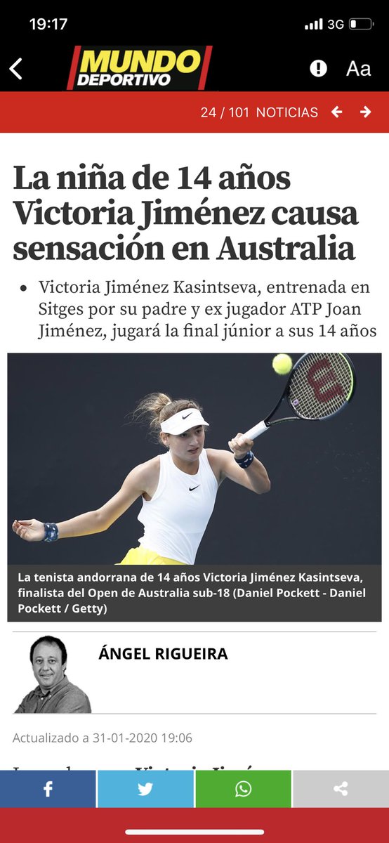 🎾Aquesta matinada tots amb la Victoria. Enhorabona per l’èxit que ja suposa haver arribat a la final d’un torneig a aquest nivell i sent més jove que la resta.                Força Victoria!🇦🇩 <a href="/GovernAndorra/">Govern d'Andorra</a>