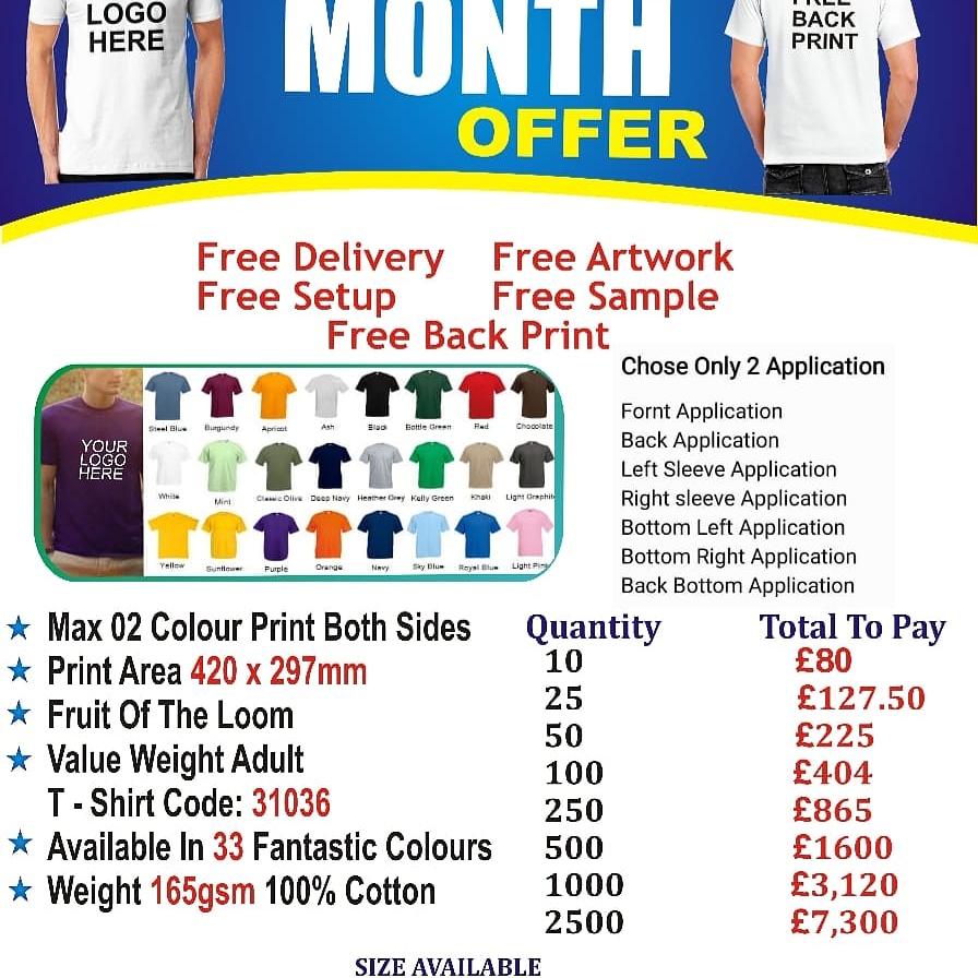Print4L's tweet photo. We have a Special offfer. 

Printed Tshirt from £2.92 including Vat. 2 Colour Maximum, 1 Side Print Free, No Setup Charges, Free Delivery. 

@robbiesbrewery @FiveGuysUK @MeantimeBrewing @NorthBrewTapLDS @TravisPerkinsCo @LondonBeerLab https://t.co/m0orwCPhgF