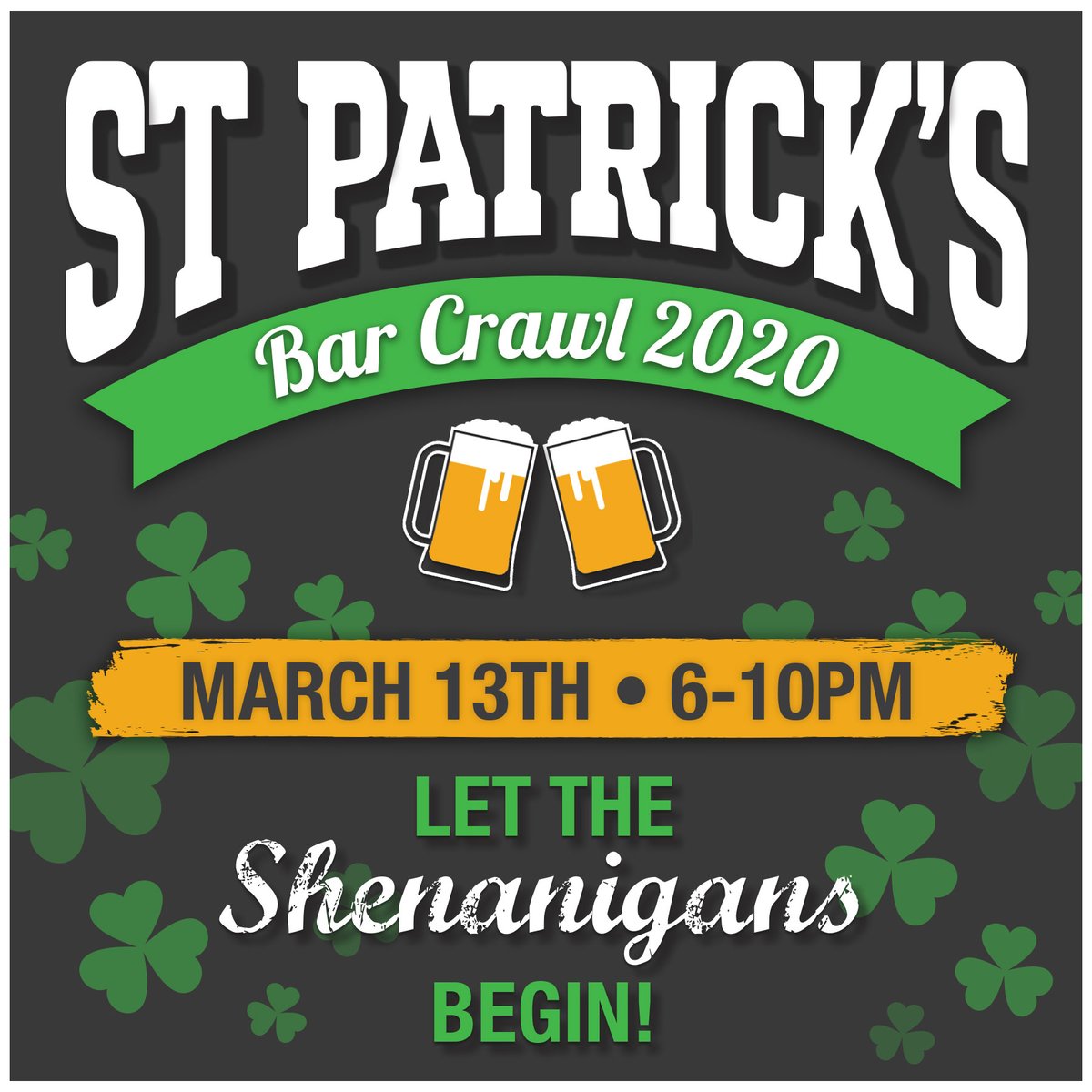 ☘️ Mark your Calendar and join us for our St. Patrick's Day Bar Crawl March 13th from 6-10 PM! Crawl your way through Parkway Bank Park in Rosemont! We hope to see you there! ☘️