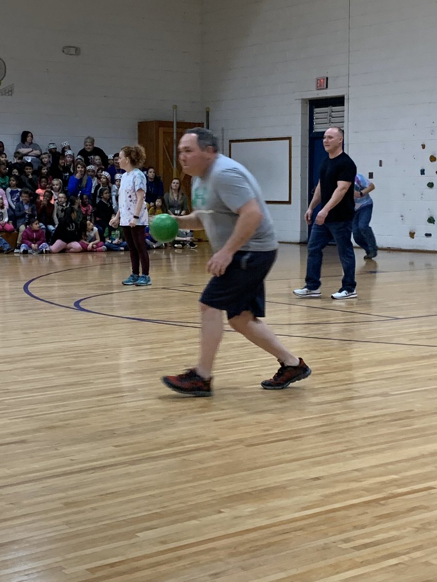 kwithrow5's tweet photo. PBIS dodgeball game @GeMassey Central Services whipped up on us! We will be ready for them next nine weeks! #behaviorcounts https://t.co/KU43u5TVk9