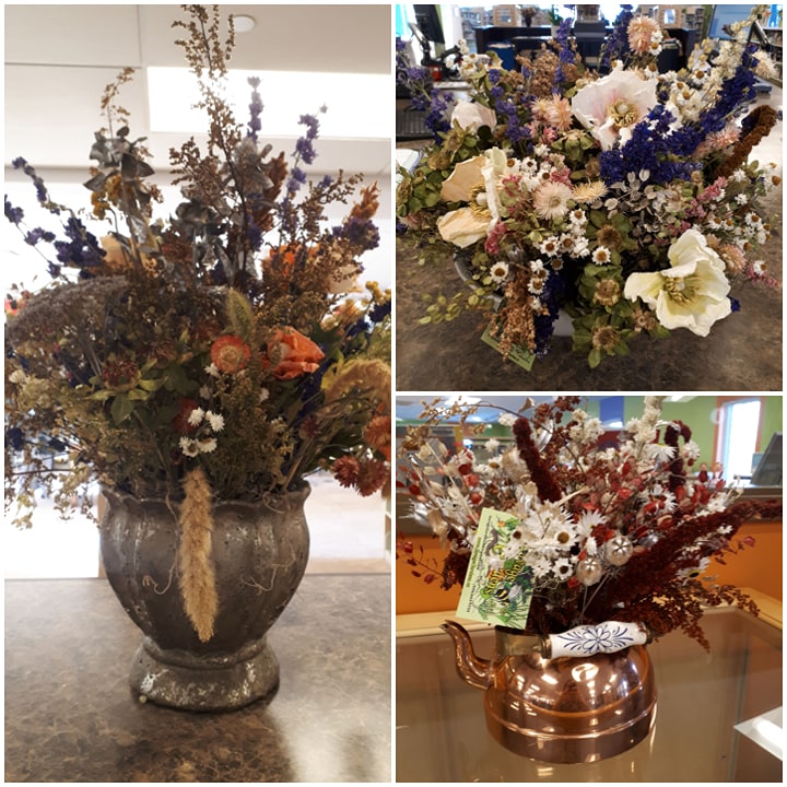 KvLibrary's tweet image. We are so happy to have this beautiful dried flower display from Savage Gardens at the Library! There are even hand made paper flowers in the arrangements. #kvlibrary #librarylove #community