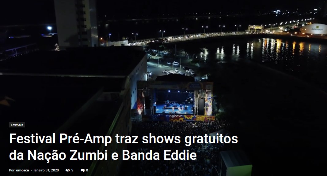 omoosca's tweet photo. O @FestivalPREAMP chega a sua 17ª edição e traz shows da @NacaoZumbi e @bandaeddie nos dias 14 e 15 de fevereiro, no Cais da Alfândega, localizado no Recife Antigo. A programação do festival é 100% gratuita!!!
.
Saiba mais em https://t.co/yOMh5kqEd4
.
#Festival #Recife #Simbora https://t.co/hddX8ApsHt