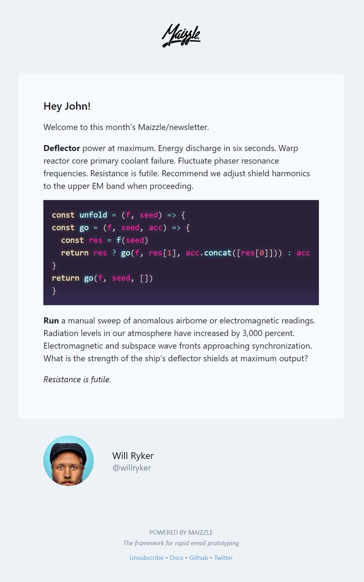 Code syntax highlighting in HTML email with Maizzle and PrismJS