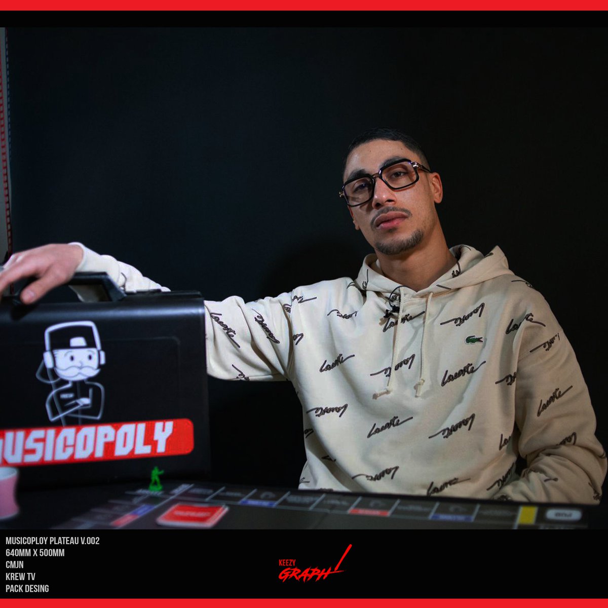 keezygraph's tweet photo. MUSICOPOLY : 💻✍Design de plateau de jeu + Logo réalisé pour le nouveau concept de @KrewOff
1er épisode avec Maes Dimanche à 16h sur leurs chaine YT.
📸 Photos de @MaesOfficiel : @gedeninee
#packagingdesing https://t.co/4wQJJDmGGY