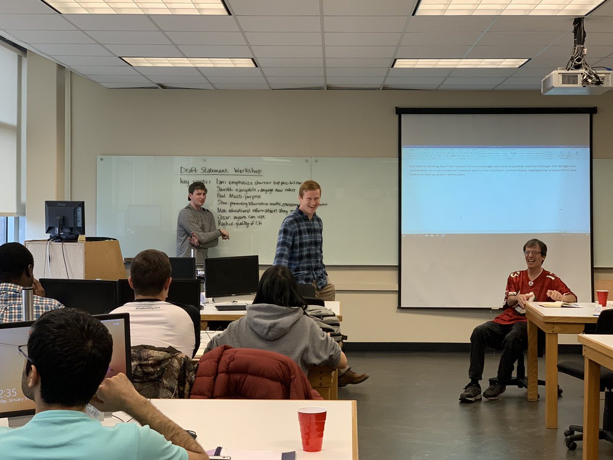 clemson_ite's tweet photo. Brain storming session today! We decided on our mission statement and data collection criteria. We are starting our data collection for the biking route next week! https://t.co/RnXo8fr88J