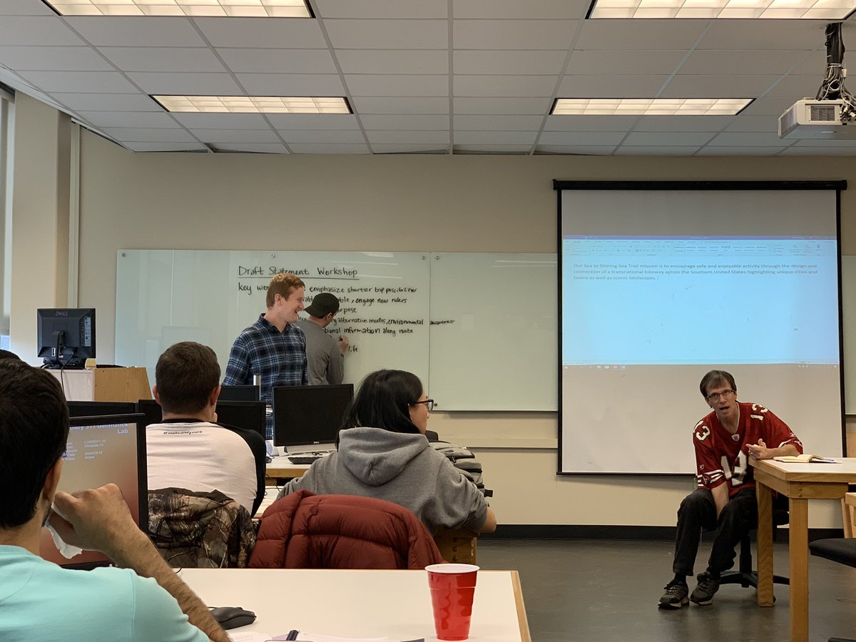 clemson_ite's tweet photo. Brain storming session today! We decided on our mission statement and data collection criteria. We are starting our data collection for the biking route next week! https://t.co/RnXo8fr88J