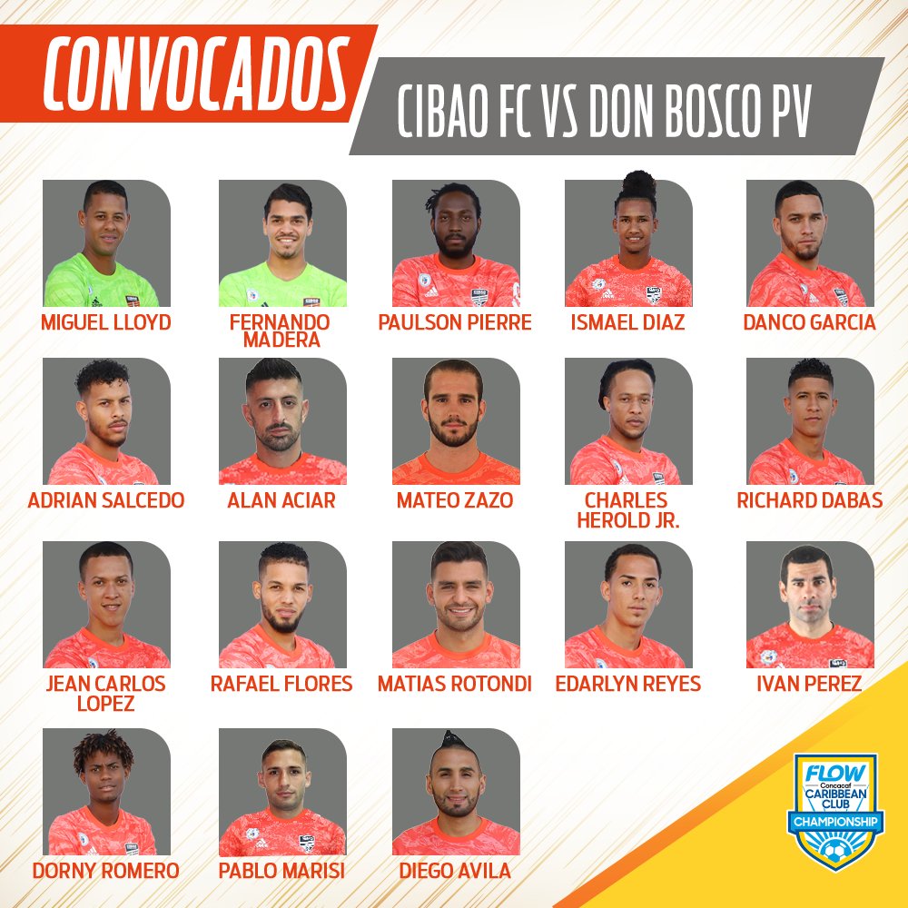 CibaoFC's tweet photo. ¡Estos son los 18 convocados al partido de hoy!
#CibaoFC vs #DonBoscoPV #CFCCC2020 #VivimosLaPasion #SomosCibaoFC #SomosDominicanos 🇩🇴🧡🔥💥 https://t.co/BNf63Ztj02