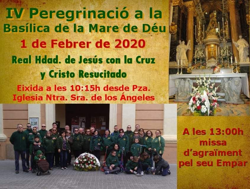 Demà dissabte farem la tradicional peregrinació a la Basílica de la Mare de Déu dels Desemparats. Eixirem des de la placa de la parròquia de la Mare de Déu dels Àngels a les 10:15 h. 
La Missa en la Basílica serà a les 13:00 h.
#SetmanaSantaMarinera
<a href="/festesdeVLC/">Festes de València</a>