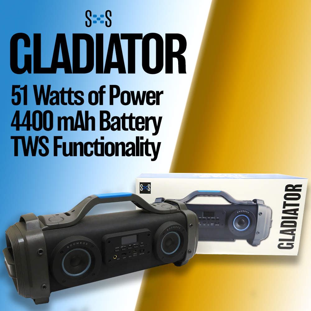 SXSMobility's tweet photo. Huge sound and 51 watts of booming bass.  Spartan is your concert on the go!  #sxsmobility #sxs #bluetooth #wireless #speaker #boombox #technology #gladiator https://t.co/z1UYfjW5Ub