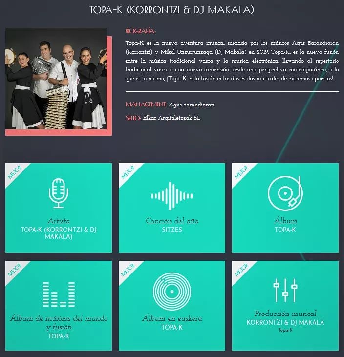 -GURE AZKEN LANA "TOPA-K", "PREMIOS MIN 2020" SARIETAN NOMINATUTA! EMAN ZURE BOZKA...

-NUESTRO ÚLTIMO TRABAJO "TOPA-K", NOMINADO EN LOS "PREMIOS #MIN 2020"! DANOS TU VOTO...

📌 premiosmin.com 

<a href="/PremiosMIN/">Premios MIN</a> <a href="/MIE_Elkartea/">MIE Elkartea</a> <a href="/musikabulegoa/">Musika Bulegoa</a> @etxepareEU <a href="/TopaTopaka/">TOPA-K</a> <a href="/djmakala/">Mikel Makala</a>