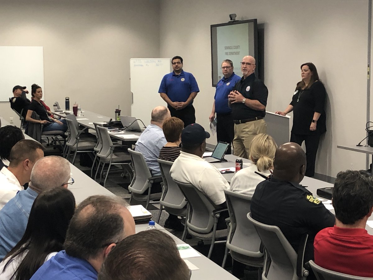 Seminole County Fire Dept representatives speak to the value of Mutualink sharing live video feeds and radio interoperability between first responders. Representatives of 9 Central Florida Counties public safety taking part in today’s presentation.