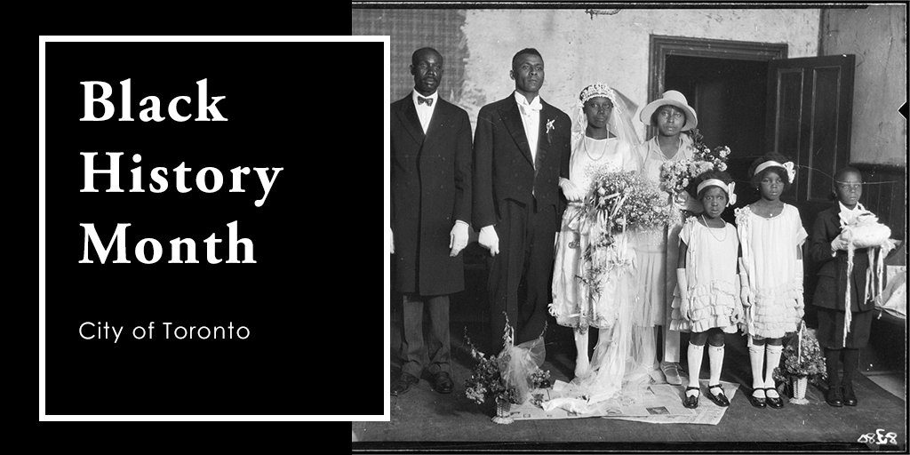Old photo of a Black wedding with the words "Black History Month - City of Toronto"
