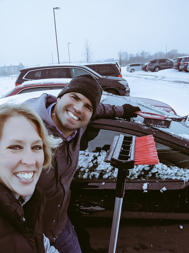 When you get an unexpected snowfall of a few inches, you grab the principal and clear off cars. Great pick-me-up for staff headed into the weekend! <a href="/LaketownONE10/">Laketown Elementary</a> <a href="/WaconiaSchools/">Waconia Public Schools</a> #weare110 #pbismn #LaketownPRIDE
