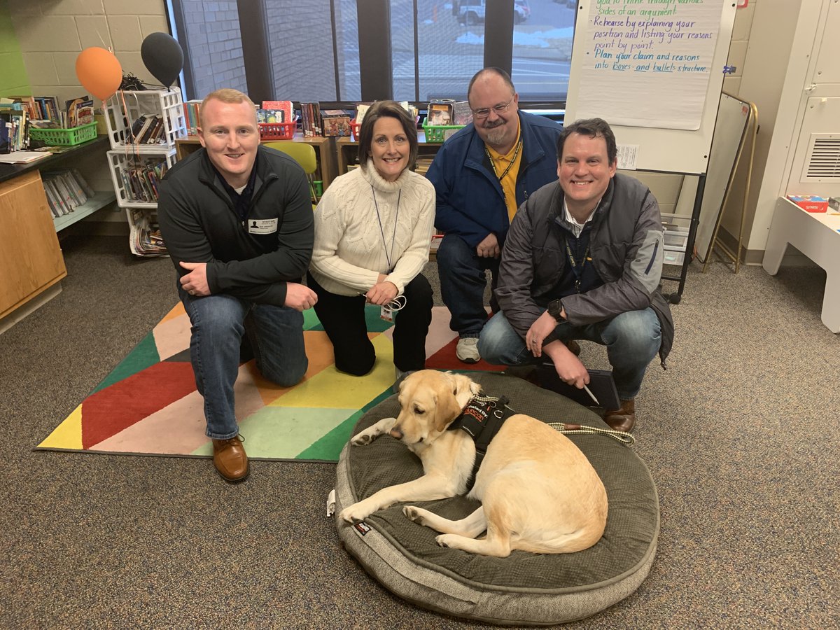 ChrisTurnerEdD's tweet photo. It was so good helping @kstoreyof4boys showcase our successful @BrightonK12 Therapy Dog program w/ former @GLPS_RightNow colleague John Ellsworth &amp; doctoral cohort mate Bill Barnes. And nice to meet Bill Albrecht. RT @icomets @billbarnes1982 @MisterAlbrecht https://t.co/R3hBEqxpXD