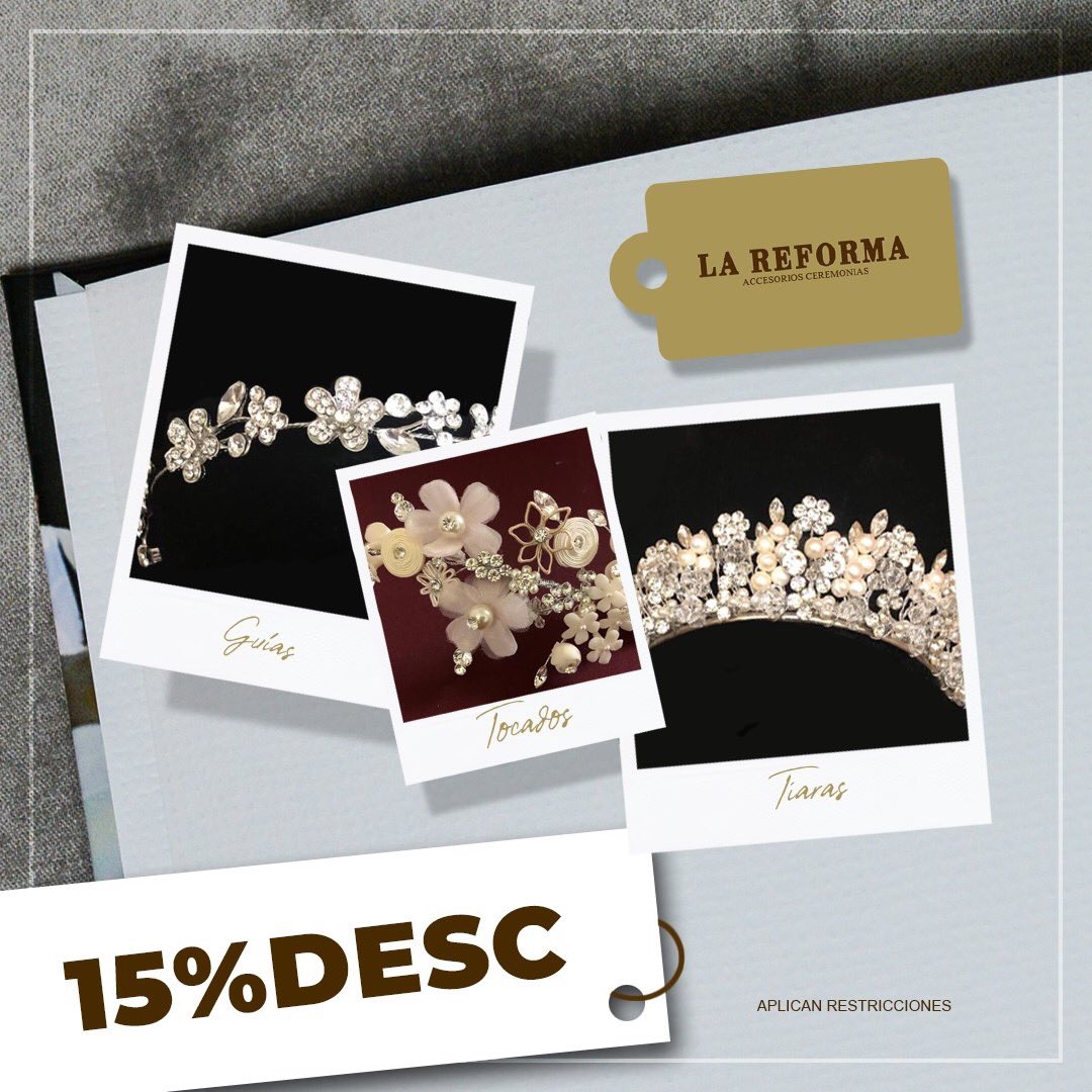 lareformamty's tweet photo. 👉🏼 Menciona que viste en REDES SOCIALES esta promoción y recibe un 15% de DESCUENTO en nuestro amplio catálogo de Tiaras, Guías y Tocados.
Te esperamos los días VIERNES 31 ENERO, SÁBADO 1, DOMINGO 2 y LUNES 3 FEBRERO 2020. ✨

* Aplican restricciones.
* Válido sólo en sucursal. https://t.co/GhorUS821m