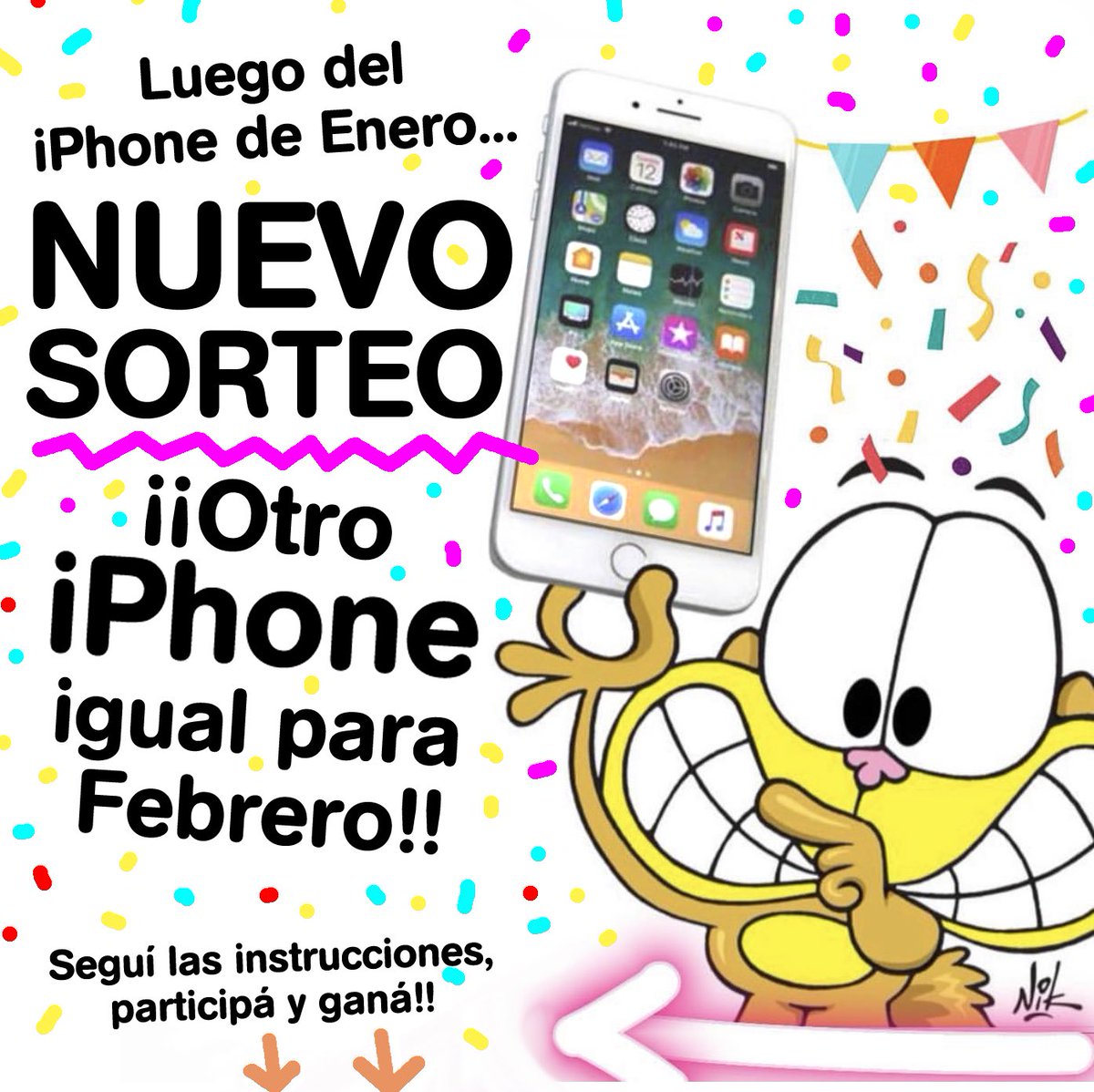 Nikgaturro's tweet photo. Nuevo concurso!!! Otro iPhone para FEBRERO!!! Lee las instrucciones y participá!!! (GANADORA del iPhone de Enero, en el tweet anterior) Mucha suerte!!! https://t.co/pUCL9Ltswp
