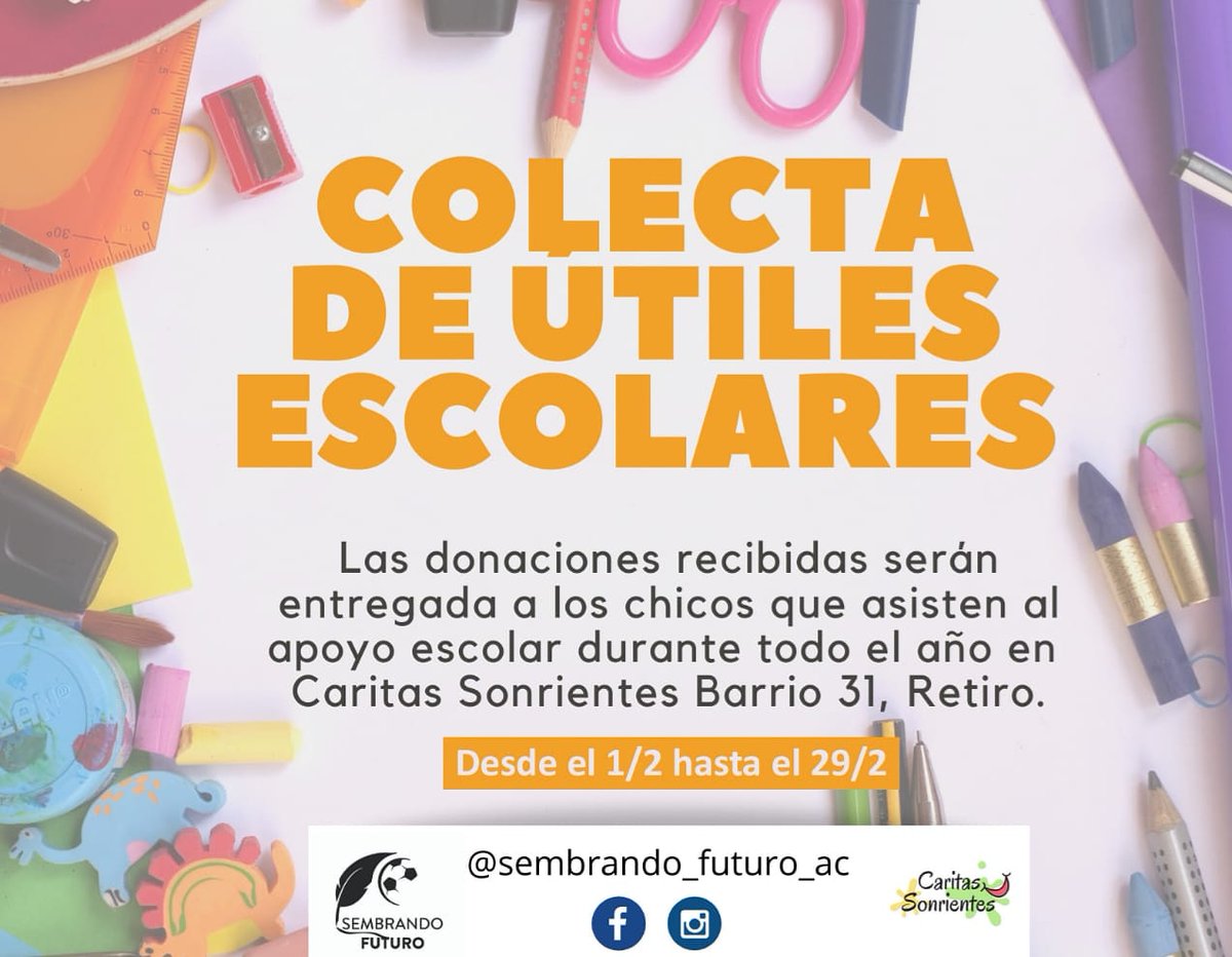 AlertaMilitant1's tweet photo. Los chicos comienzan las clases y queremos ayudarlos a completar sus mochilas. Ellos asisten todos los sábados al apoyo escolar de Caritas Sonrientes en el #Barrio31

Copate y danos una mano !

Comunicate por privado. https://t.co/sWPoqiiWmI